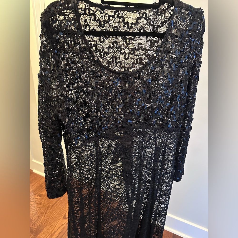 Vintage Michi lace dress with sequins at top.  Size 12.